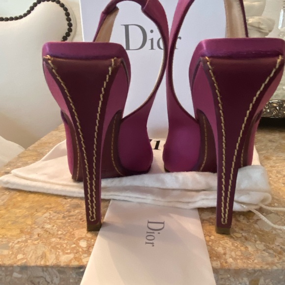 COPY - Christian Dior Sling back Jeweled Satin & leather Vintage Pink - Purple …